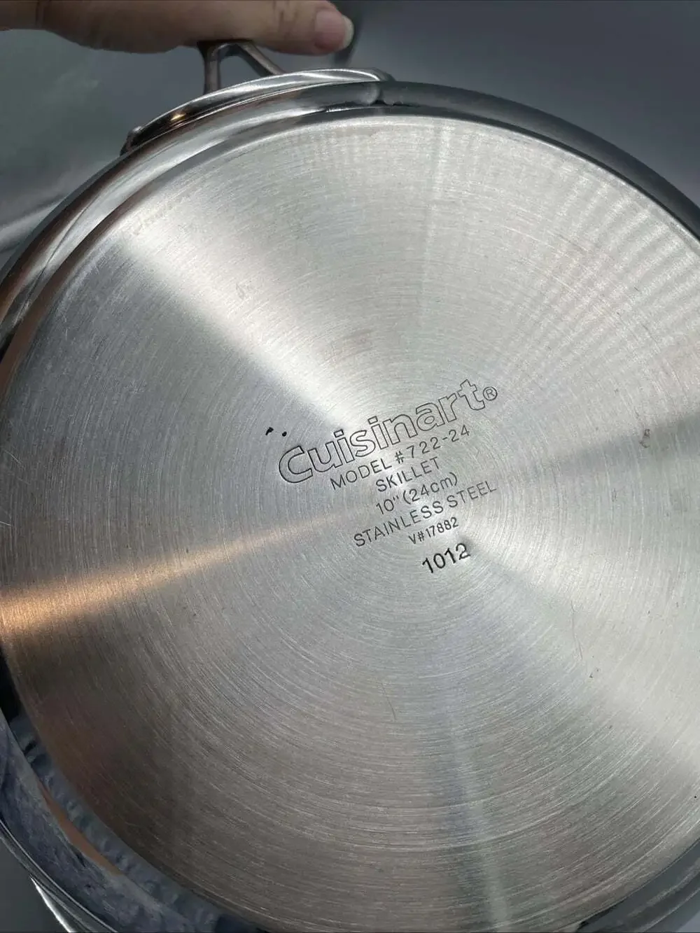 2pc Cuisinart 18/10 Stainless Steel Skillets 8” 722-20, 10” 722-24 With 10” Lid